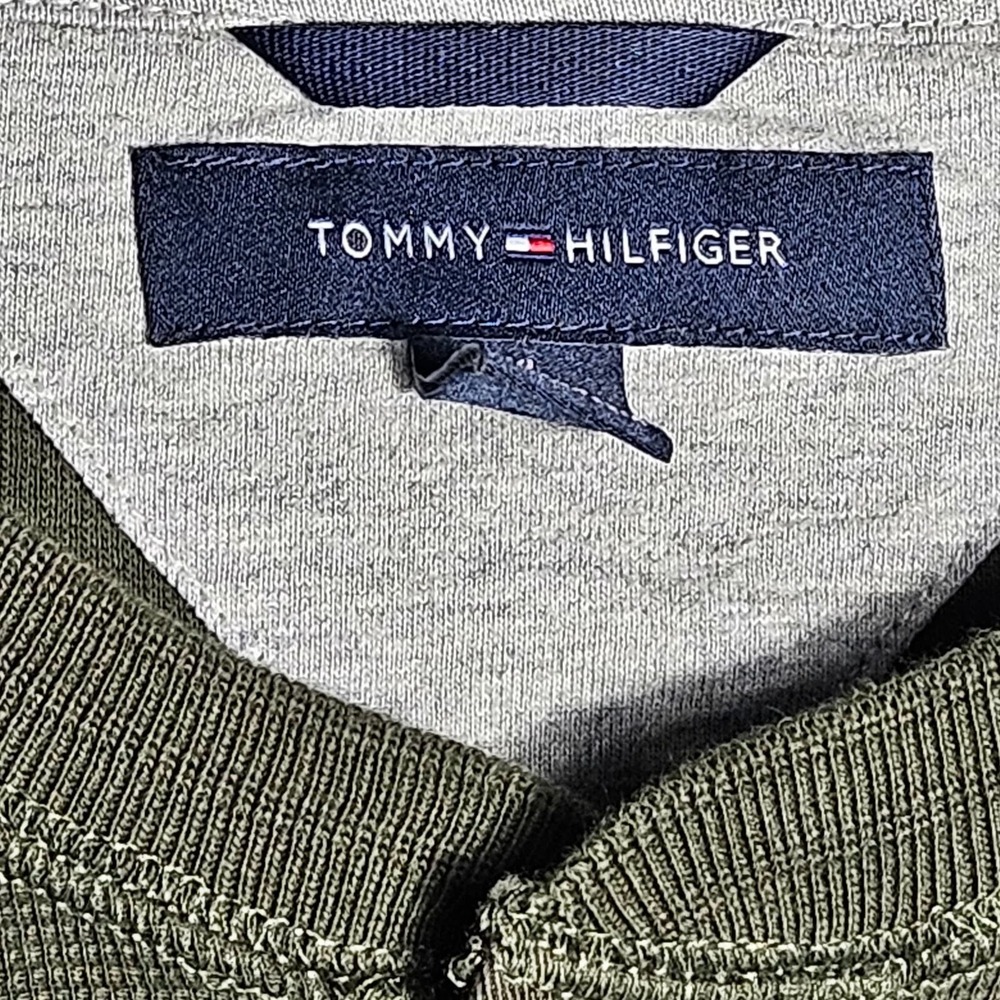 Tommy Hilfiger Mens Long Sleeve Polo Shirt XL Olive Green Cotton Rugby Casual